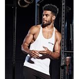 Wit sport/fitness shirt/tanktop voor heren - Sportkleding - Fitness shirt/hemd - Bodybuilder/gewichtheffers tanktops/haltertops - Sportshirts