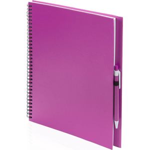 Luxe Schetsboek/tekeningenboek 80 vellen - roze - harde kaft - A4 formaat - blanco papier - inclusief pen
