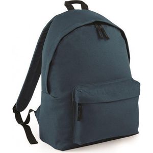 Hippe rugtas met voorvak grijsblauw - Rugzak voor onderweg - Backpack - Schooltas