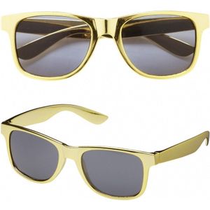 Carnaval verkleed zonnebril/party bril met goud kleurig montuur - Disco/Eighties/Pimp/Diva thema