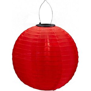 Rode solar party lampionnen op zonne energie 30 cm - Zomer tuin artikelen - Feestartikelen versiering