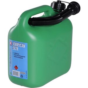 Jerrycan voor brandstof 5 liter groen - incl. schenktuit - voor o.a. benzine en diesel