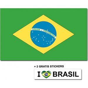 Bellatio decorations - Braziliaanse vlag van 90x150 cm met 2 gratis stickers