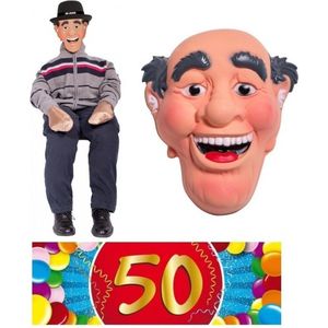 Abraham pop met masker en 50 jaar sticker