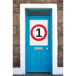 1 jaar verjaardag deur en raam versiering poster - 59 x 84 cm - leeftijd feestartikelen - Stopbord