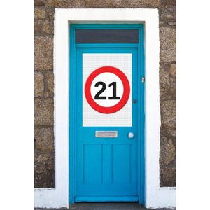 21 jaar verjaardag deur en raam versiering poster - 59 x 84 cm - leeftijd feestartikelen - Stopbord