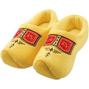 Gele pluche klompen/clogs sloffen/pantoffels voor volwassenen