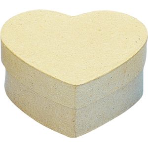 Papier mache doosje in hartvorm 10 x 10 cm - Hobby/knutselen opslag bedankt doosje
