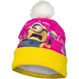 Geel/roze Minion muts met fleece