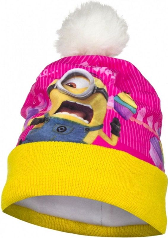 Minion kindermuts geel/roze met fleece - Mutsen - kinderen