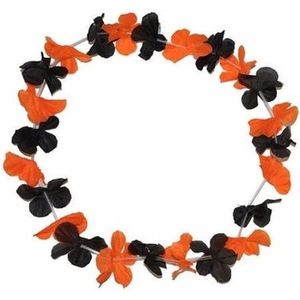 Bloemen kransen zwart met oranje 12x - Verkleedkransen