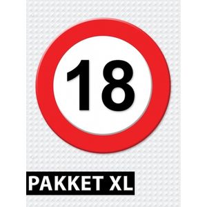 Verkeersbord 18 jaar feestartikelen pakket XL