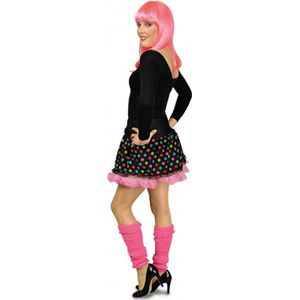 Petticoat Zwart met Roze/Groen/Blauw Gekleurde Stippen - Carnavalskleding/Feestkleding/Verkleedkleding 40/42