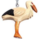 Houten ooievaar sleutelhangers 6 cm van hout - Geboorte feest attenties