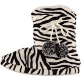 Hoge dames sloffen met zebra print zwart/wit