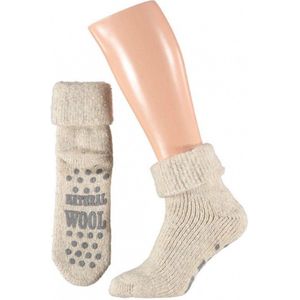 Wollen huissokken/slofsokken voor mannen - wit - anti slip sokken