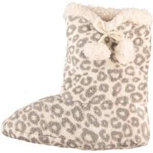 Dames pantoffel sokken luipaard motief in het grijs - Sloffen - volwassenen
