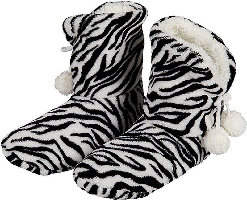 Dieren - Hoge Sloffen - Zebra Print - Pluche - Dames