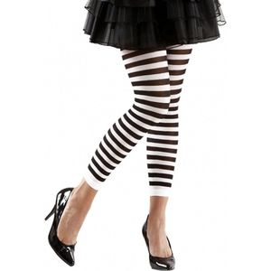 Dames verkleed panty wit met zwart - gestreept - 70 denier - one size