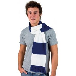 Blauw met wit gestreepte supporters sjaal