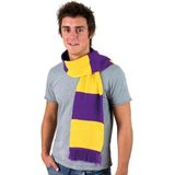 Gestreepte sjaal paars met geel