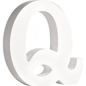 Witte houten letter Q 11 cm