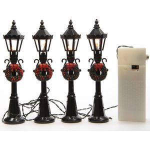 Kerstdorp Lantaarns 12 cm - 4 stuks