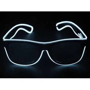 Feest/verkleed bril met LED verlichting - wit - neon party - festival accessoires
