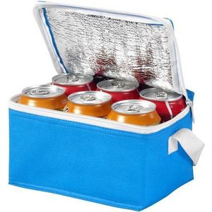 Kleine koeltas voor sixpack blikjes - 3,5 liter - blauw - 20 x 15 x 12 cm - Lunchtrommel - Koeltas