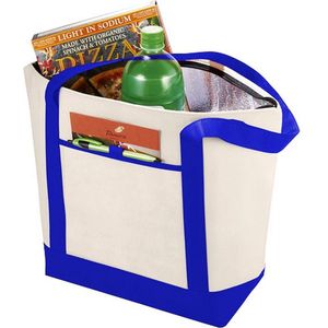 Lighthouse koeltas/draagtas blauw met creme 22.5 liter - formaat 44.5 x 34 x 15 cm