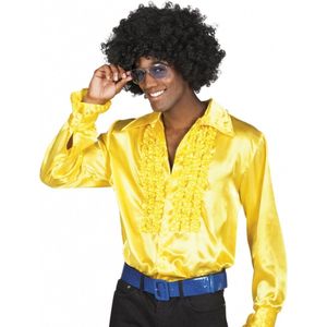 Carnaval verkleedkleding shirt/blouse rouches - geel - heren