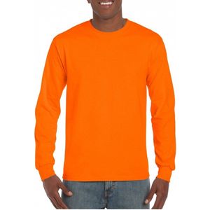Gildan - T-shirt lange mouwen - Lichtgevend Oranje - Katoen/Polyester - Normale Fit