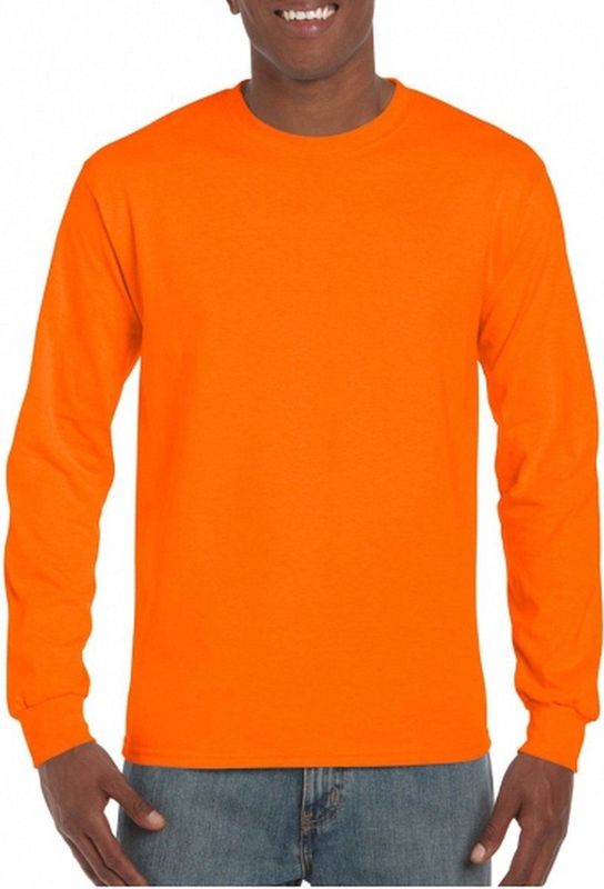 Leon & Soda T-shirt - Heren - Lichtgevend Oranje - Katoen/Polyester - Normale Fit