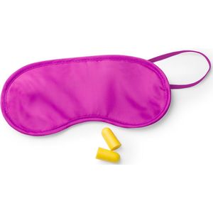 Slaapmasker fuchsia met oordoppen - 19 x 9 cm