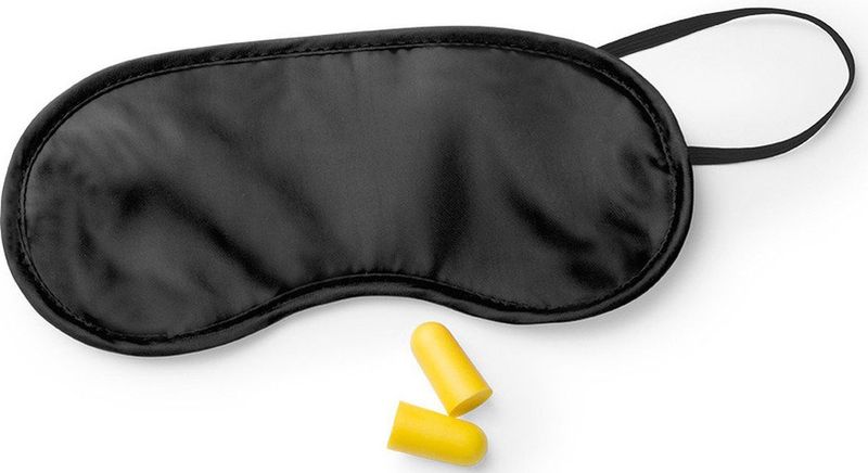 Slaapmasker zwart met oordoppen