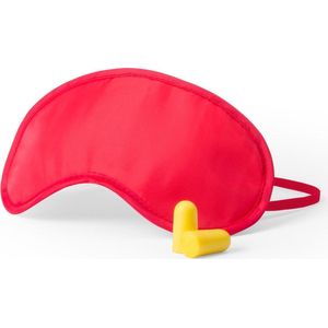 Slaapmasker rood met oordoppen - Verduisterend travel masker