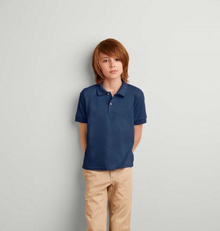Basic poloshirt voor jongens - navy blauw - katoen polyester - normale fit - korte mouw 122 128