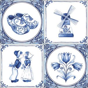 Ambiente - Servetten - Papier - Delfts Blauw - 33 x 33 cm