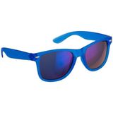 Hippe party zonnebril/feestbril met spiegelglazen - Blauw - Verkleedbrillen - volwassenen