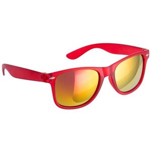 Hippe zonnebril rood met spiegelglazen