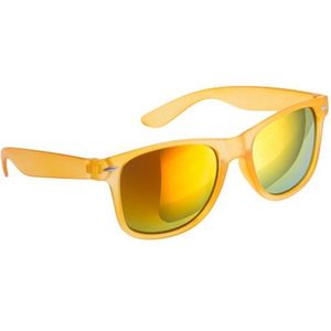 Hippe zonnebril geel met spiegelglazen