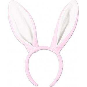 Bunny oren diadeem - roze.wit - volwassenen - haarband - konijn