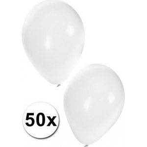 Bellatio Decorations party ballonnen - 50x stuks - wit - 27 cm - verjaardag - versiering - feestartikelen