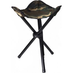 Drie poot opvouwbaar krukje camouflage leger groen H40 cm - Campingstoel - Visserskrukje