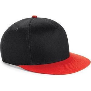 Beechfield baseballcap zwart met rood - Cap