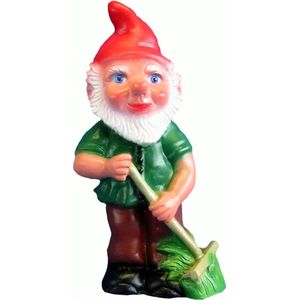 Tuinkabouter - Met hark - 30 cm - Kunststof - voor binnen en buiten - grappige tuinkabouter