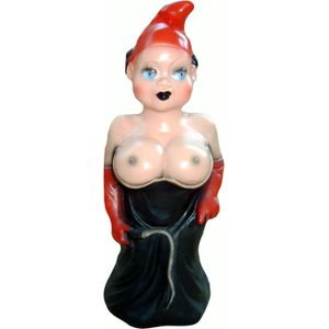 SM meesteres Tuinkabouter met zweep - Kunststof - 30 cm - buiten decoratie - bondage - kinky tuinkabouter