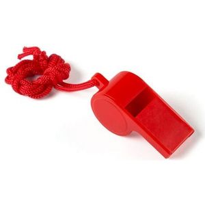 Fluitjes van kunststof - Multipack van 10x stuks - rood - aan koordje - herrie maken - sport