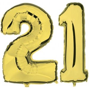 Opblaas 21 jaar ballonnen goud - Ballonnen