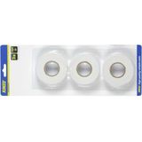 Kinzo Dubbelzijdig tape/plakband - wit - set met 3x rollen - Knutsel &amp; hobby materiaal